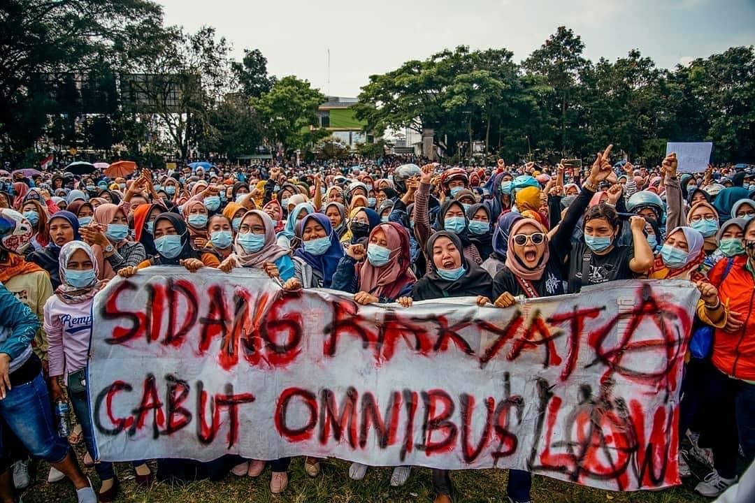 Indonesian women protesting earlier this month