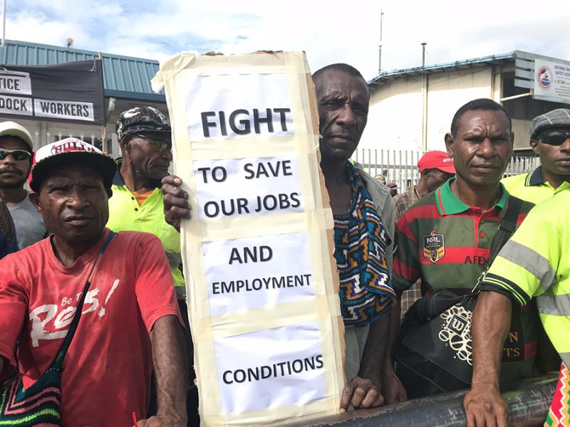 Last week workers at an ICTSI port in Papua New Guinea renewed their call for jobs security and rights 