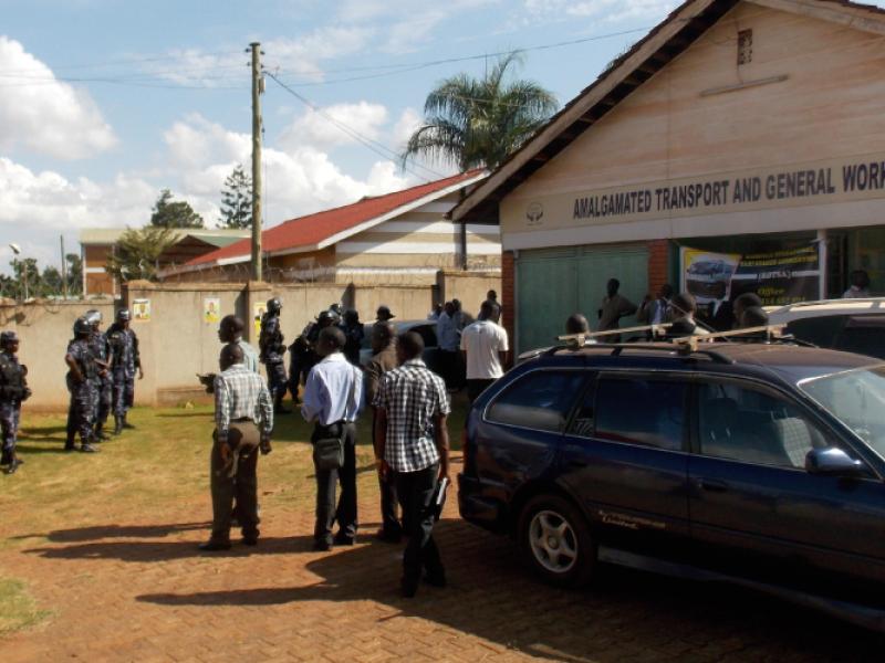 Police at ATGWU offices, Kampala