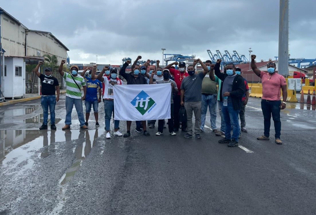 Members of UNISITRAPOSPA celebrate thier victory made possible with ITF support - Credit ITF
