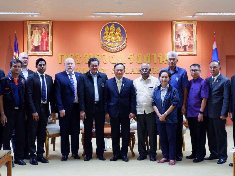 The ITF delegation meeting labour minister Adul Saengsingkaew