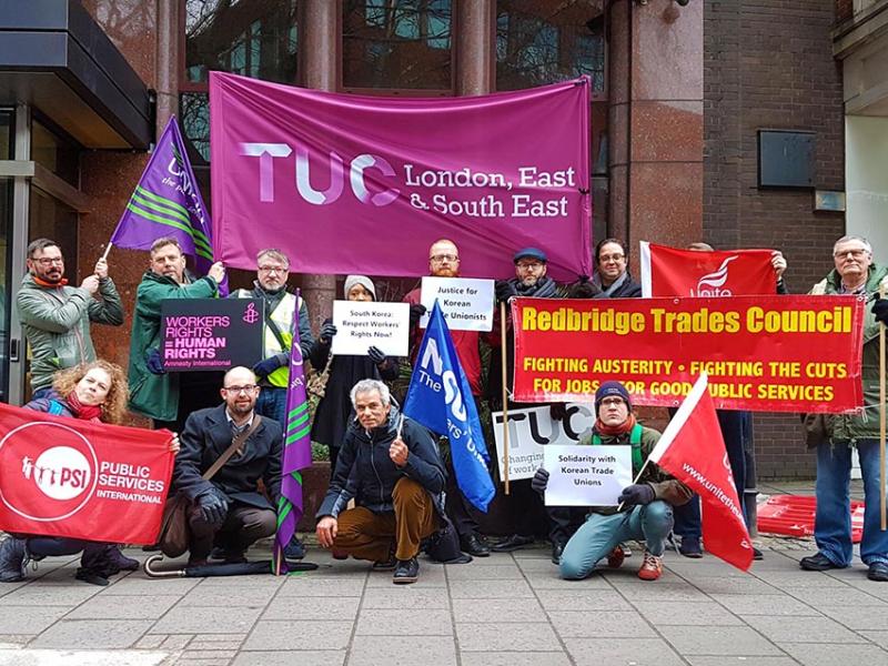 ITF unions joined a delegation at the Korean embassy, London