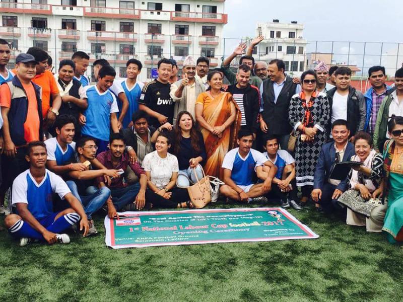 Young activists celebrate Nepal workers’ football match