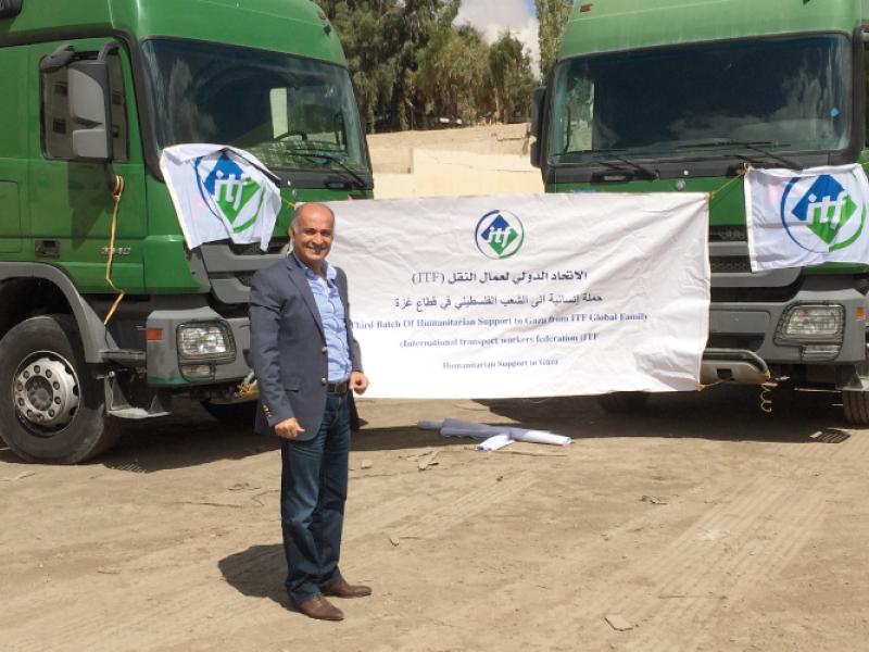 Bilal Malkawi, ITF Arab World representative regional secretary, with the latest shipment