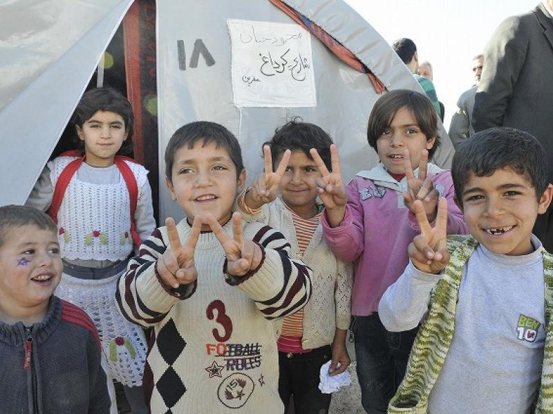 Children in Suruç refugee camp, Turkey