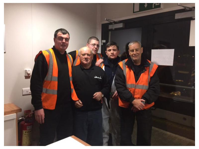 Dockers Kenneth Foster, Micky Byrne, Declan Quinn, Paul Farrell and James Kinsella welcome deal at Dublin Port