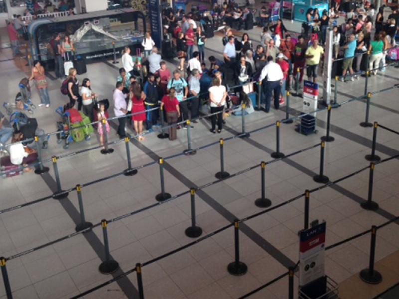 Empty aisles at the airport during the strike