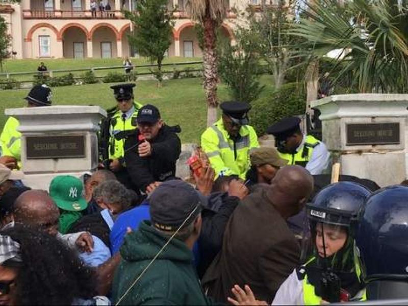 Police used pepper spray against the peaceful protesters