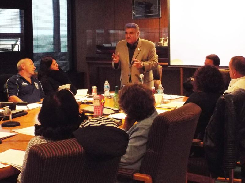 Mike Sacco, SIU president, addresses cabotage meeting