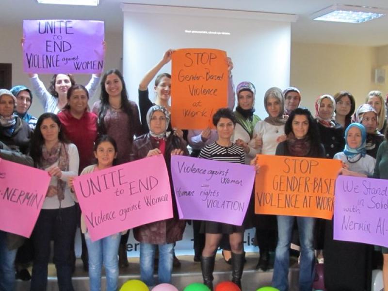Workers in Turkey were among those marking 25 November 
