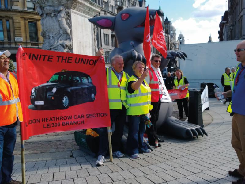 London taxi drivers protesting against unregulated competition, September 2014