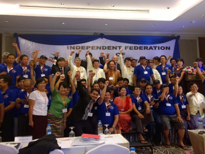 Steve Cotton with IFOMS activists at inaugural congress