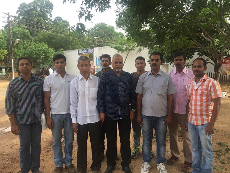 Freed Indian crew members of the Seaman Guard Ohio with Sree Kumar (centre)