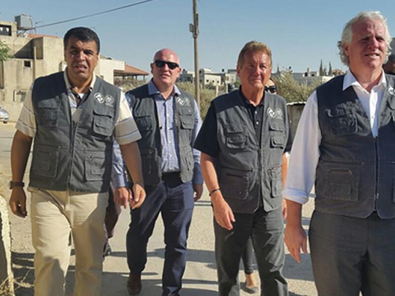 L-R Mamadou Diallo, Steve Cotton, Peter Kennedy and Paddy Crumlin during their Palestine visit