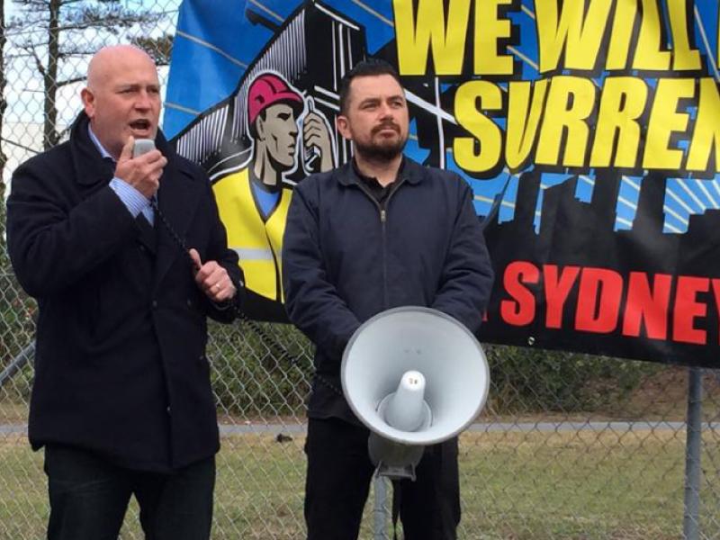 Steve Cotton addresses Caltex protest rally in Australia