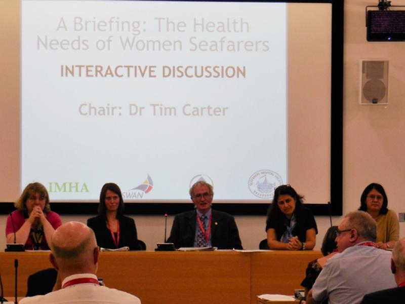 L-R Natalie Shaw, Olivia Swift, Tim Carter, Ilona Denisenko and Jacqueline Smith at women seafarers’ health briefing