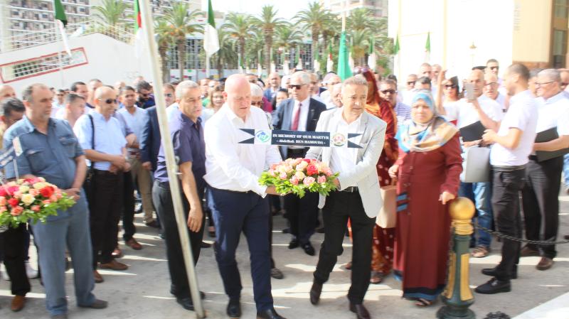the itf delegation place a memorial at the UGTA offices