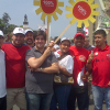 Young transport workers on people’s climate change march, Lima, Peru