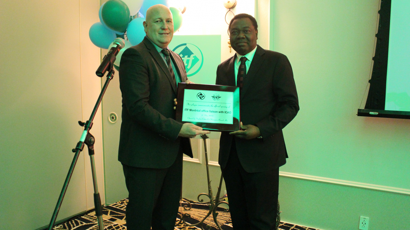 The office was opened by ITF general secretary Stephen Cotton and ICAO president Dr.Olumuyiwa Benard Aliu The office was opened by ITF general secretary Stephen Cotton and ICAO president Dr.Olumuyiwa Benard Aliu