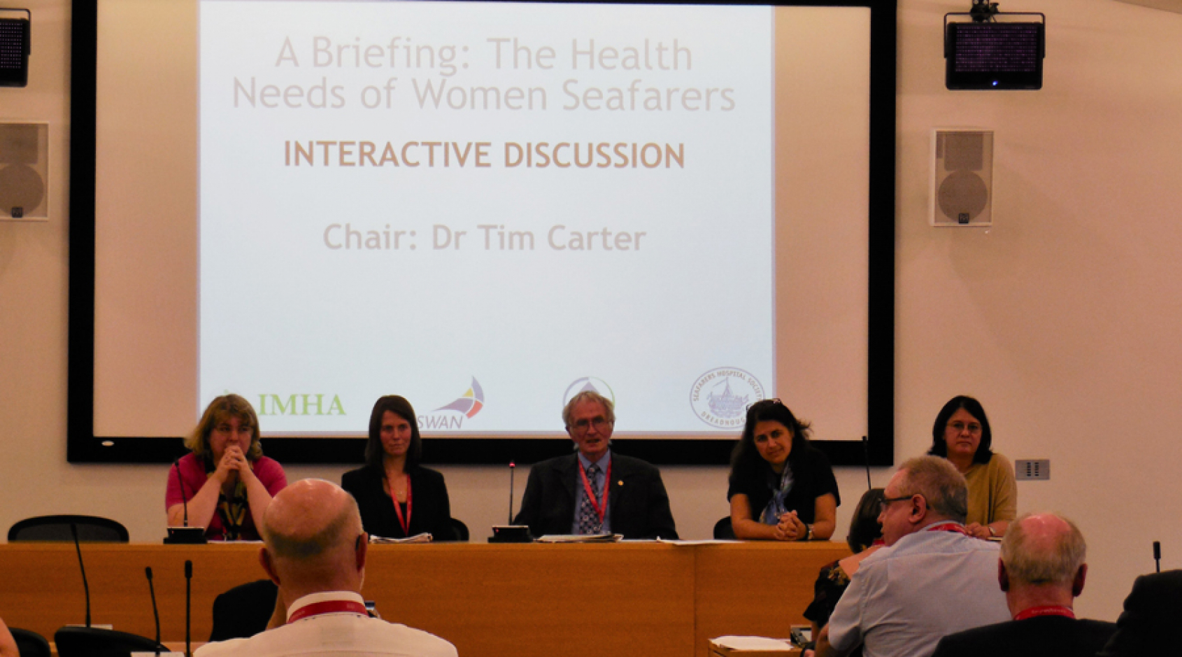 L-R Natalie Shaw, Olivia Swift, Tim Carter, Ilona Denisenko and Jacqueline Smith at women seafarers’ health briefing L-R Natalie Shaw, Olivia Swift, Tim Carter, Ilona Denisenko and Jacqueline Smith at women seafarers’ health briefing